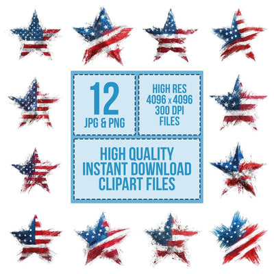 USA Flag Star Grunge Clipart Set (DDD006807)