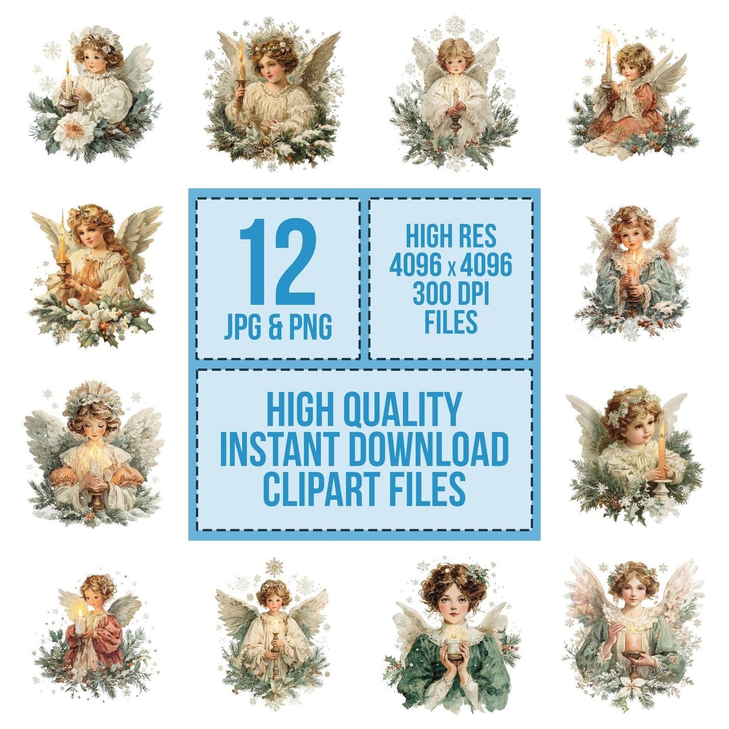 Victorian Christmas Angel Clipart Set (DDD006818)