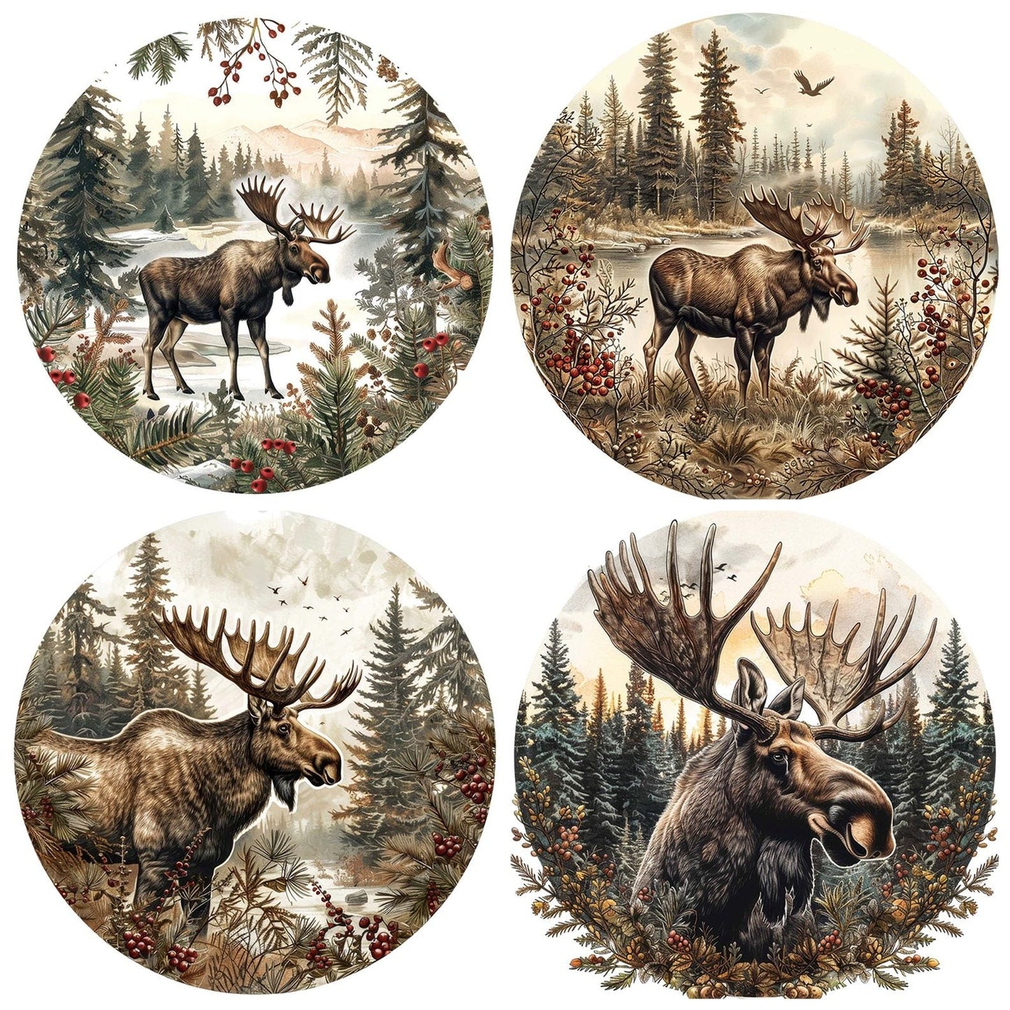 Vintage Moose Illustration Clipart Set (DDD006890)