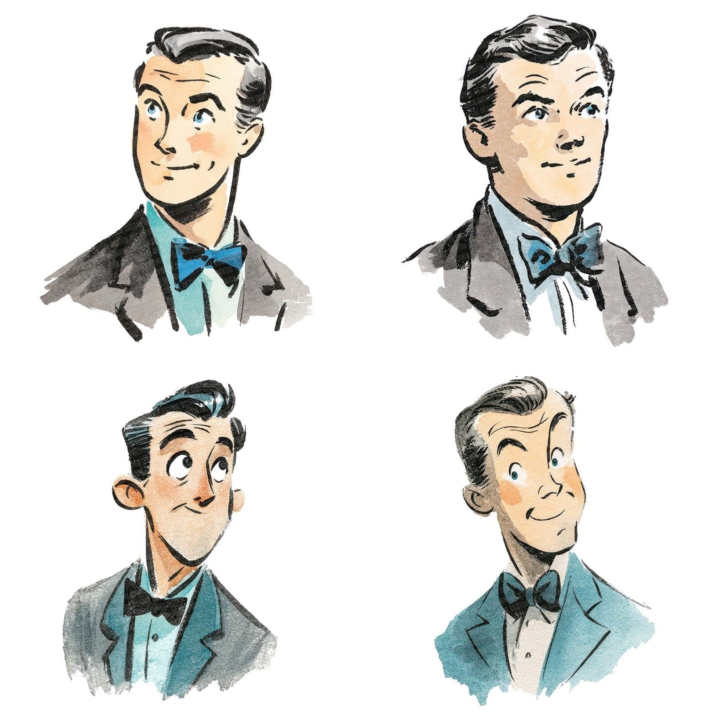 Vintage Retro Man Portrait Clipart Set (DDD006910)