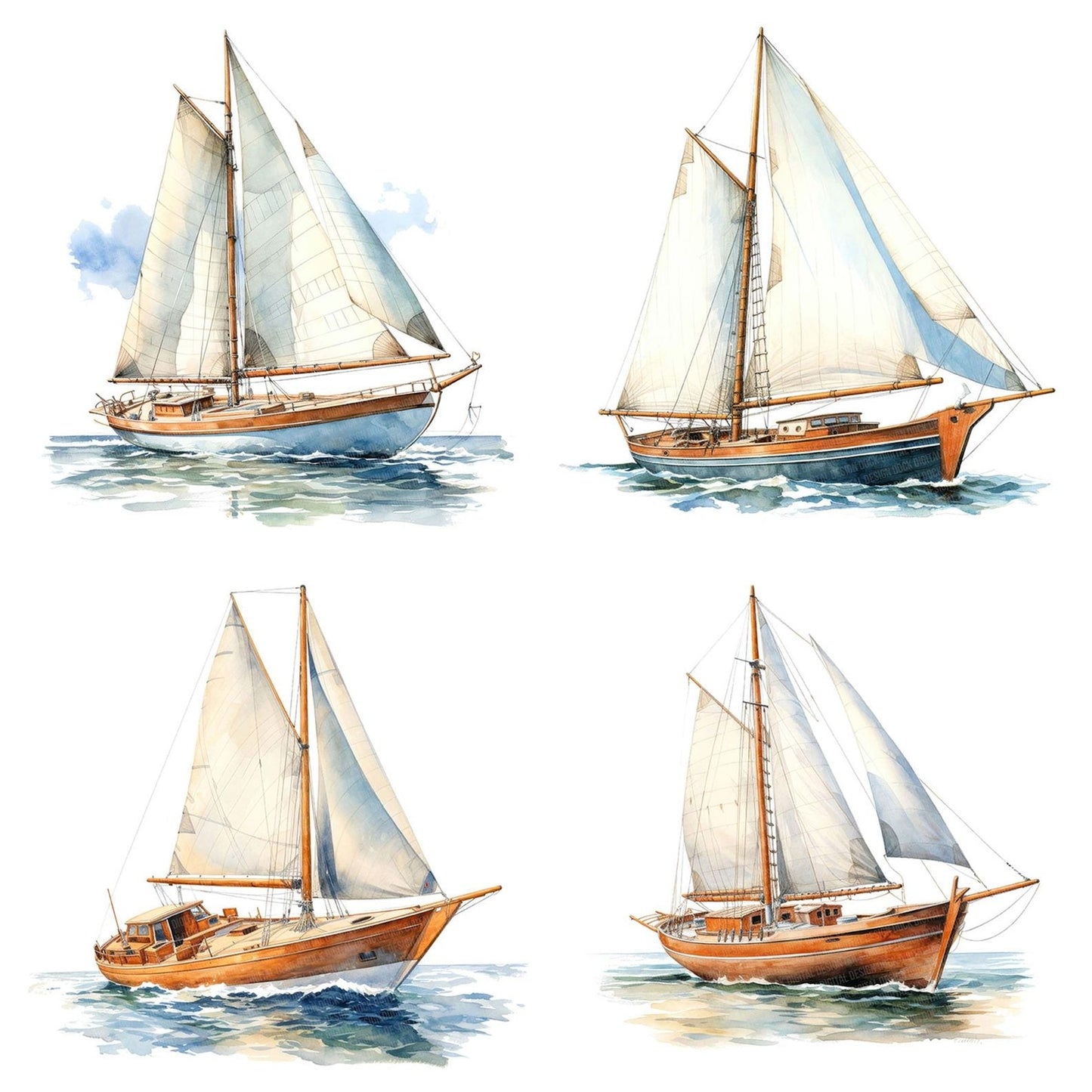 Vintage Sailboat Clipart Set (DDD006914)