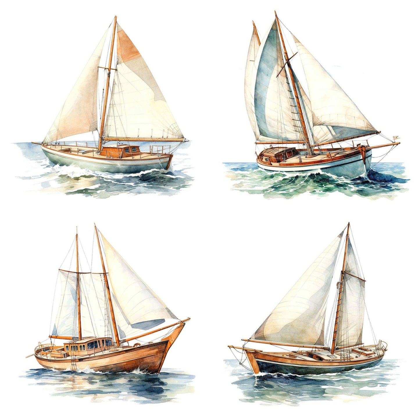 Vintage Sailboat Clipart Set (DDD006914)