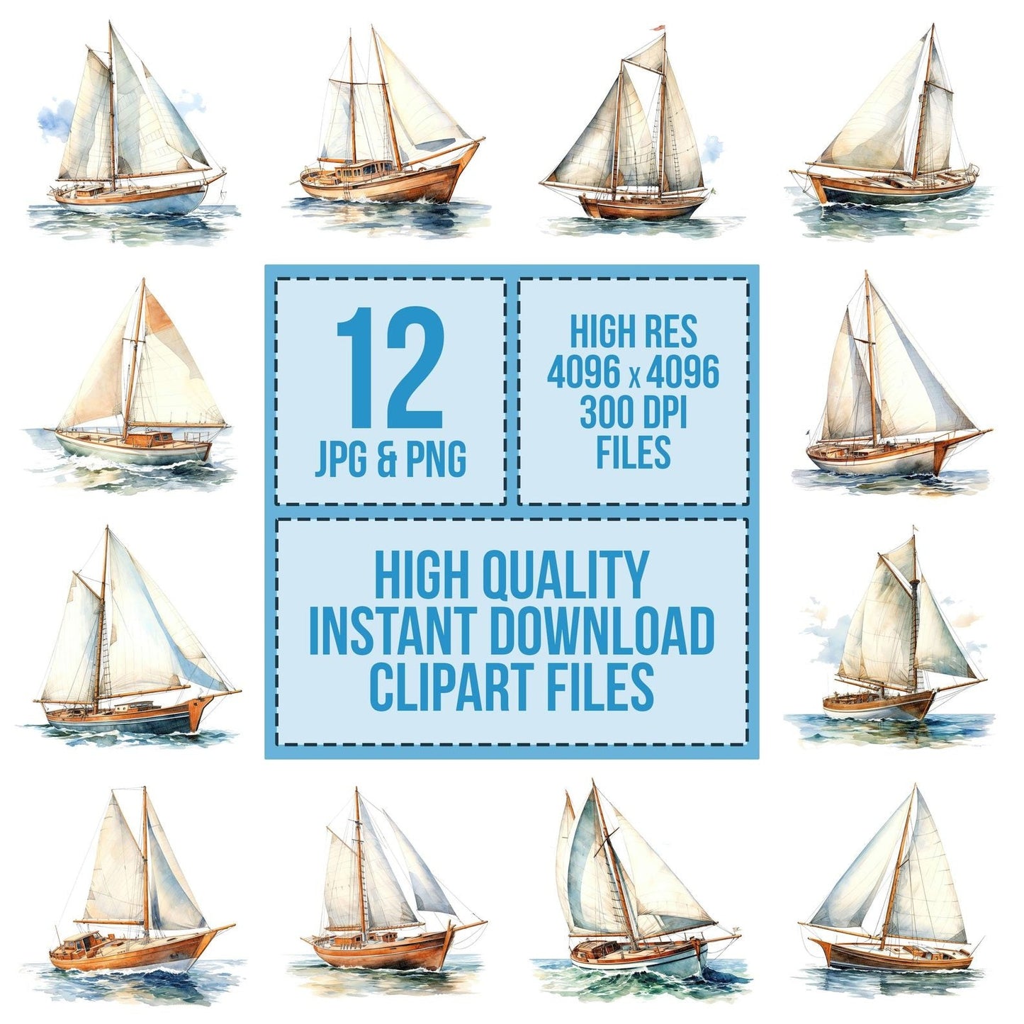 Vintage Sailboat Clipart Set (DDD006914)