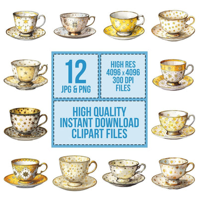 Vintage Teacup Star Clipart Set (DDD006927)