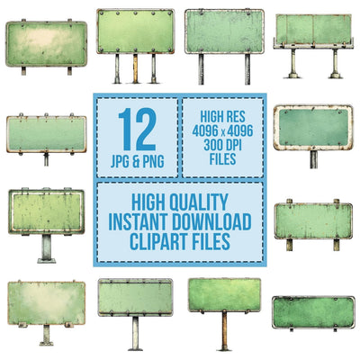 Vintage USA Highway Sign clipart set cover showing the designs and file details