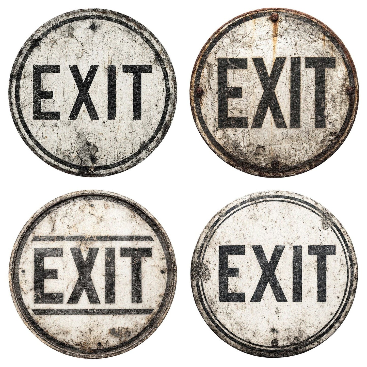 Vintage USA Round Exit Sign Clipart Set (DDD006936)