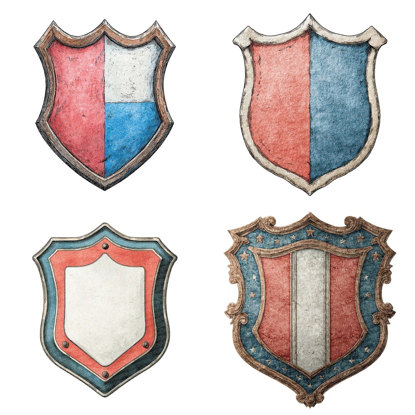 Vintage USA Shield Sign Clipart Set (DDD006937)
