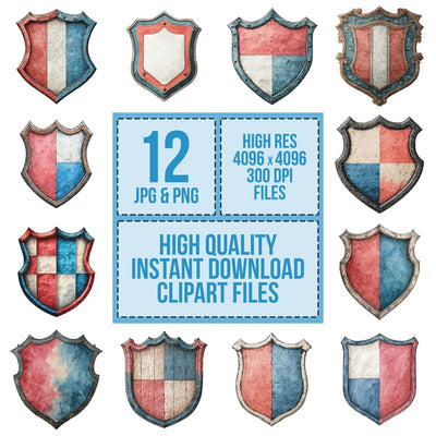 Vintage USA Shield Sign clipart set cover showing the designs and file details