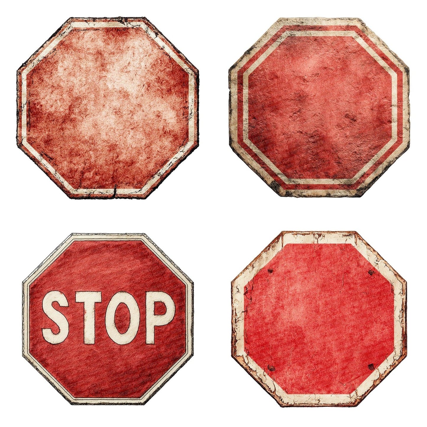 Vintage USA Stop Sign Clipart Set (DDD006938)