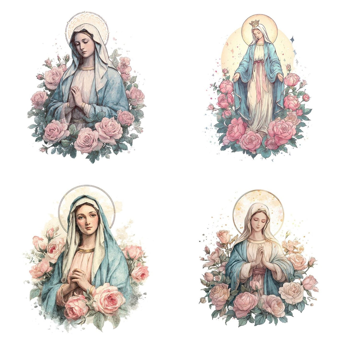 Virgin Mary with Roses Clipart Set (DDD006956)