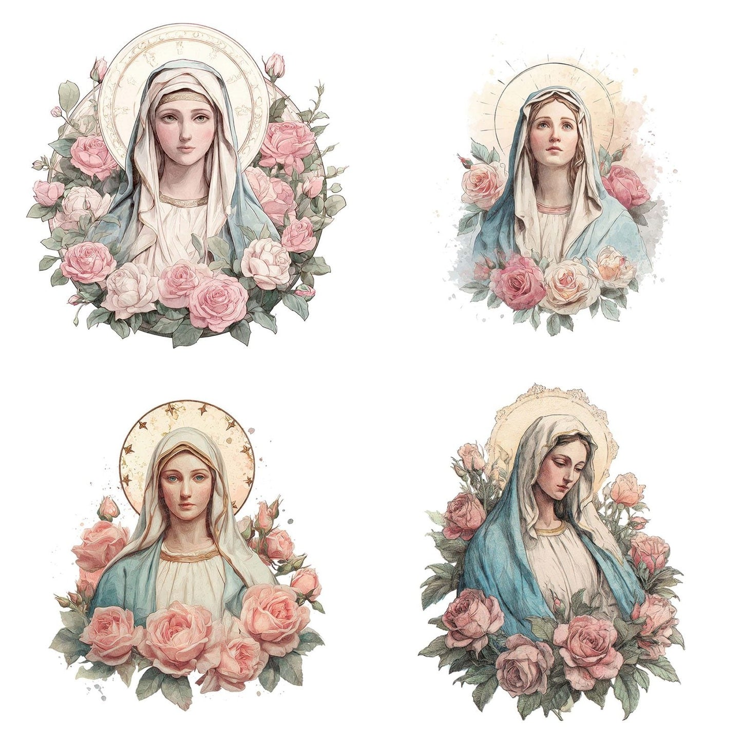 Virgin Mary with Roses Clipart Set (DDD006956)