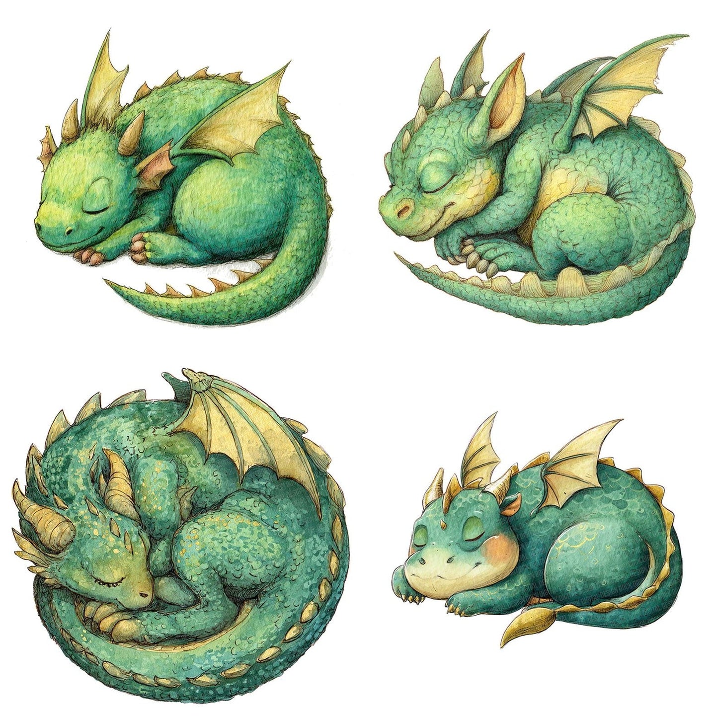 Watercolour Baby Dragon Clipart Set (DDD006970)
