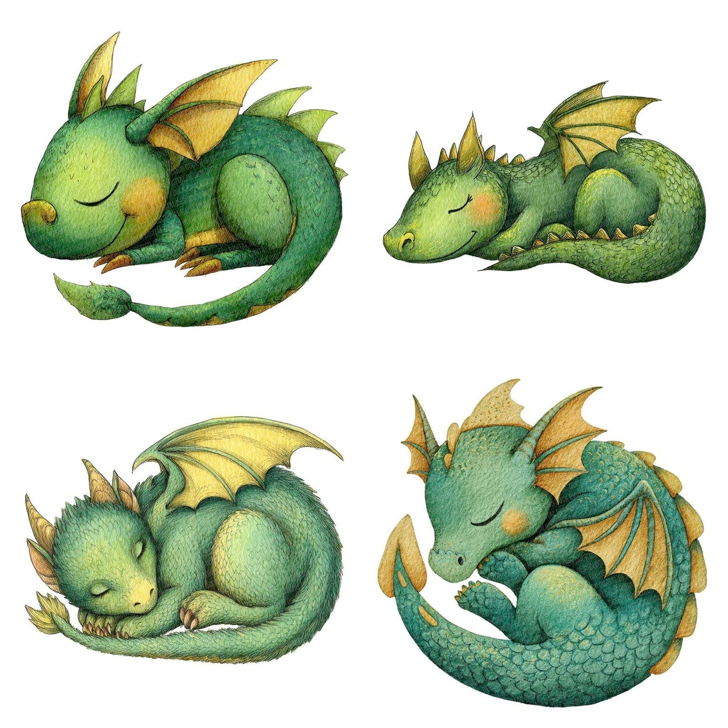 Watercolour Baby Dragon Clipart Set (DDD006970)