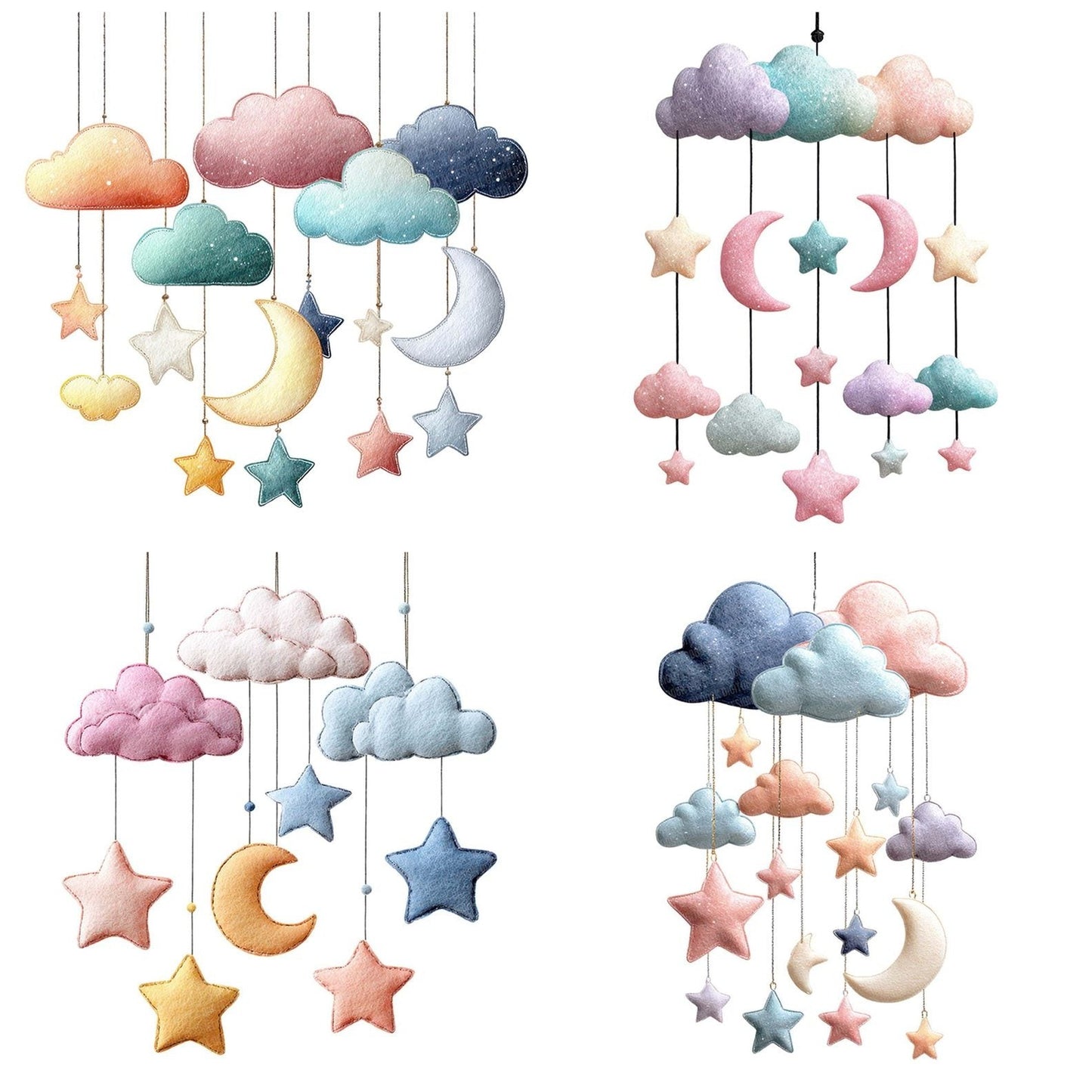 Watercolour Baby Mobile Clipart Set (DDD006972)