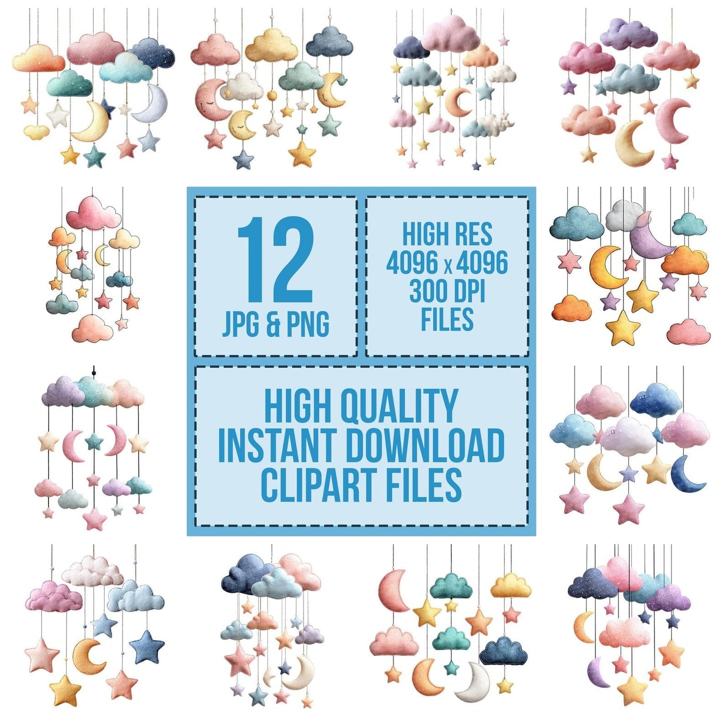 Watercolour Baby Mobile Clipart Set (DDD006972)