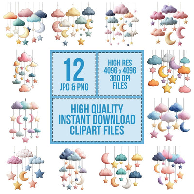 Watercolour Baby Mobile Clipart Set (DDD006972)