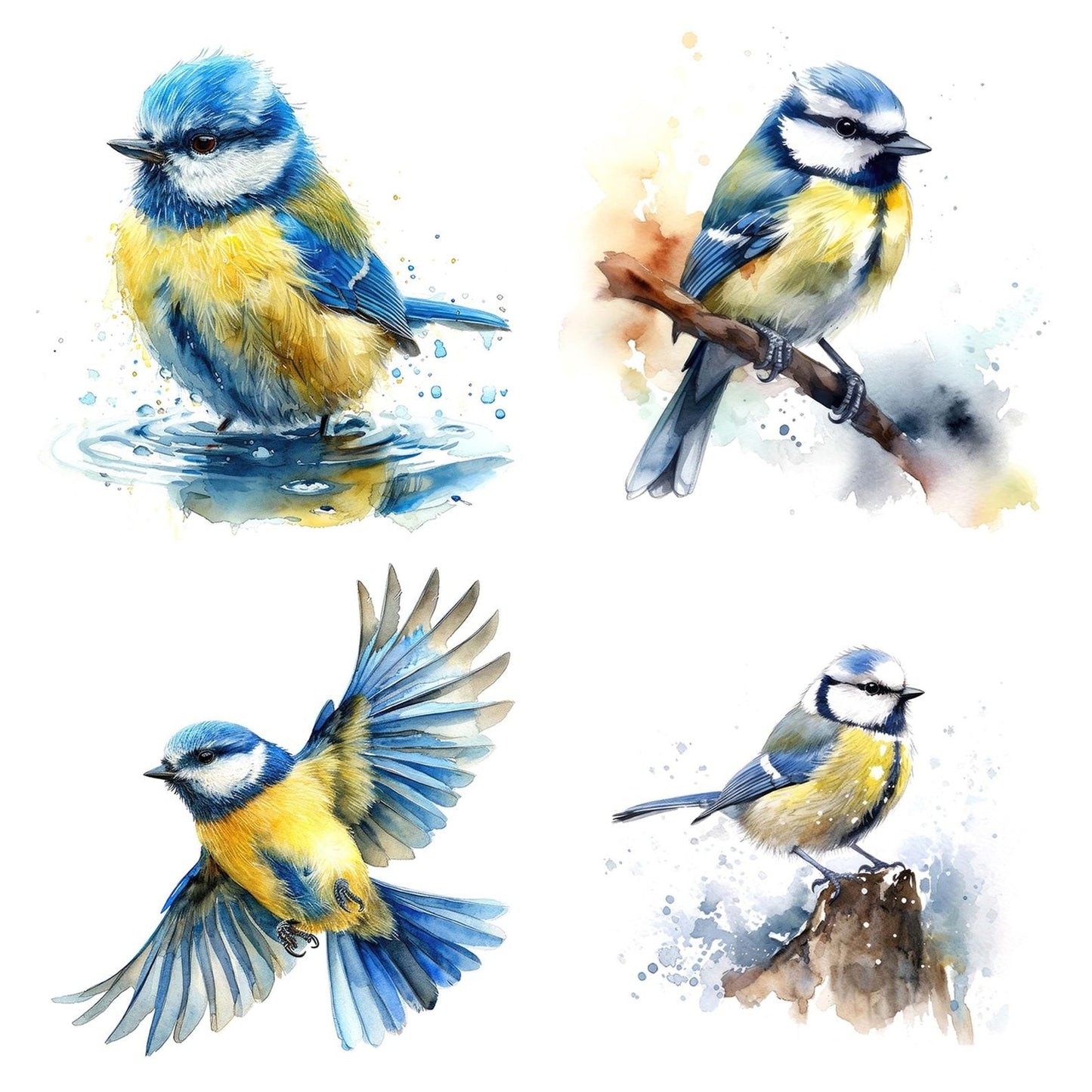 Watercolour Blue Tit Clipart Set (DDD006987)