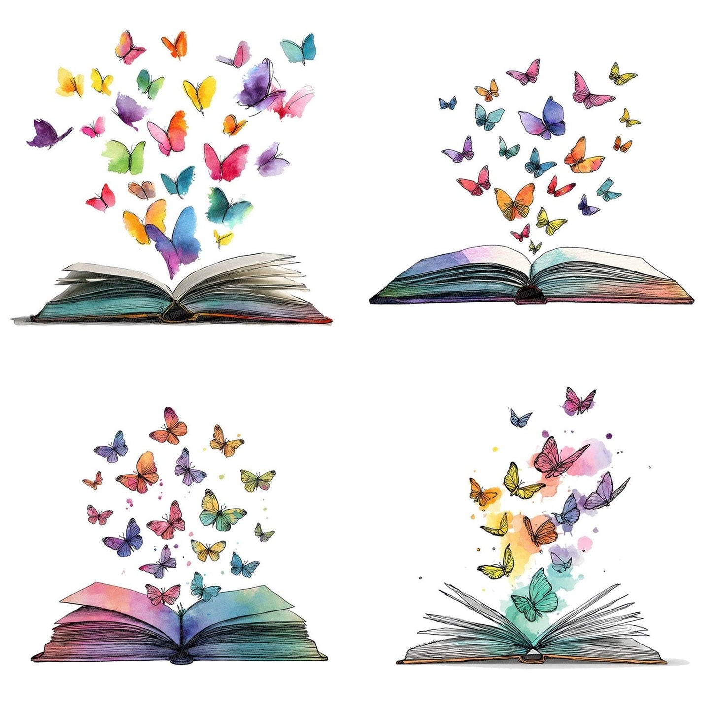 Watercolour Book with Butterflies Clipart Set (DDD006994)