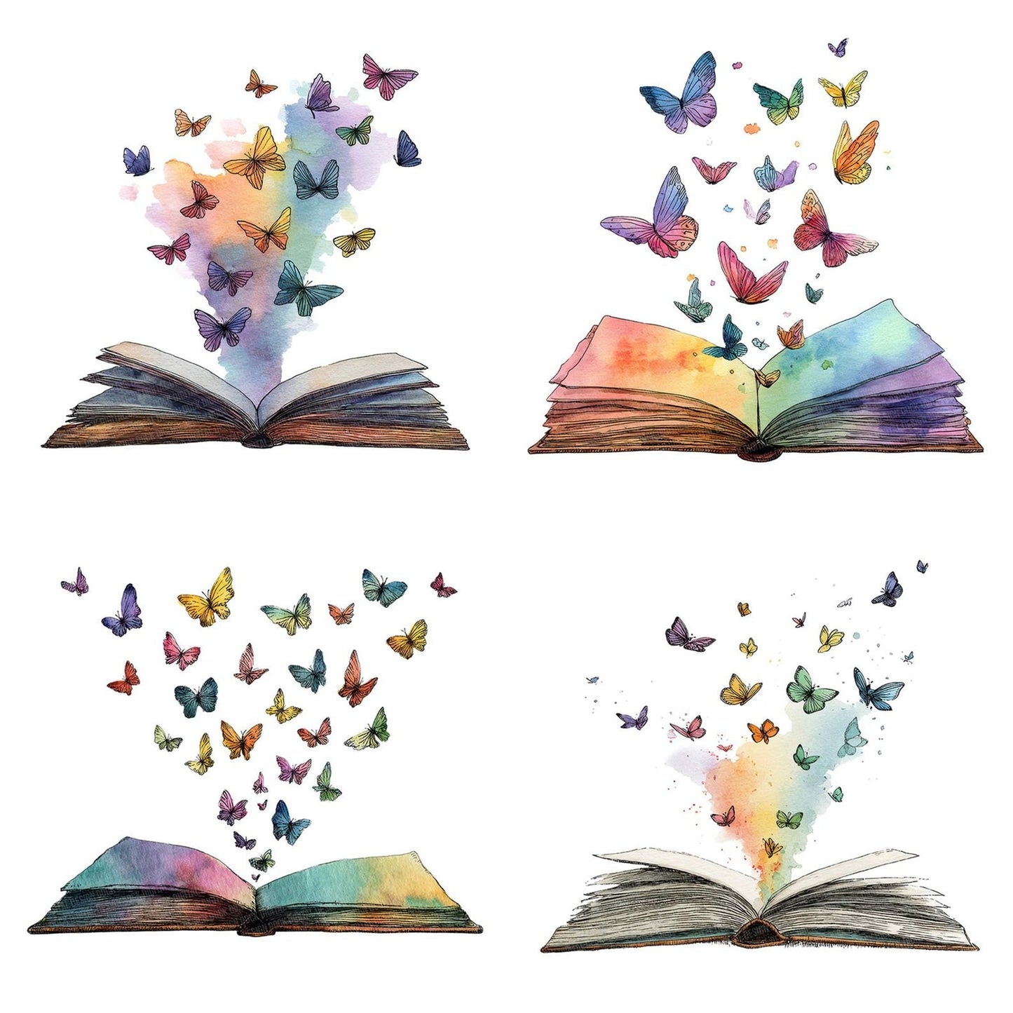 Watercolour Book with Butterflies Clipart Set (DDD006994)