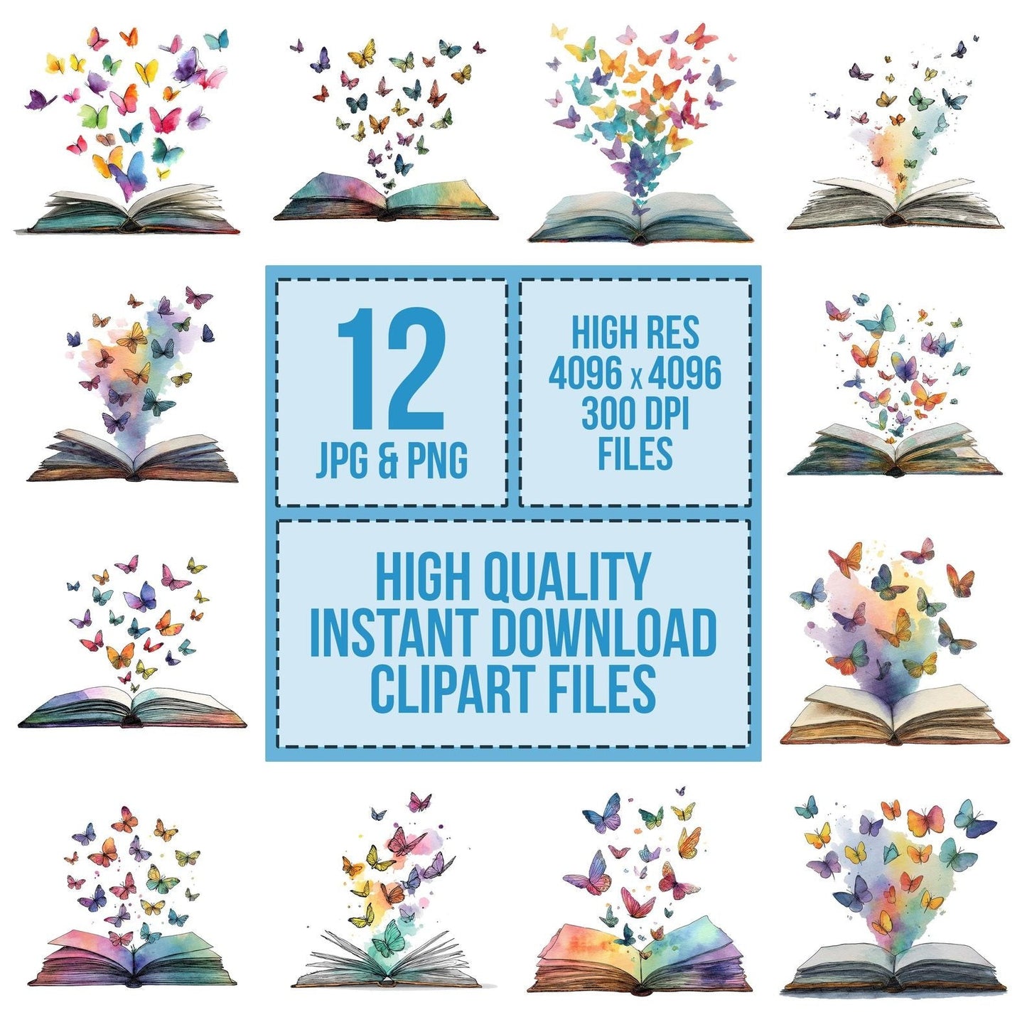 Watercolour Book with Butterflies Clipart Set (DDD006994)