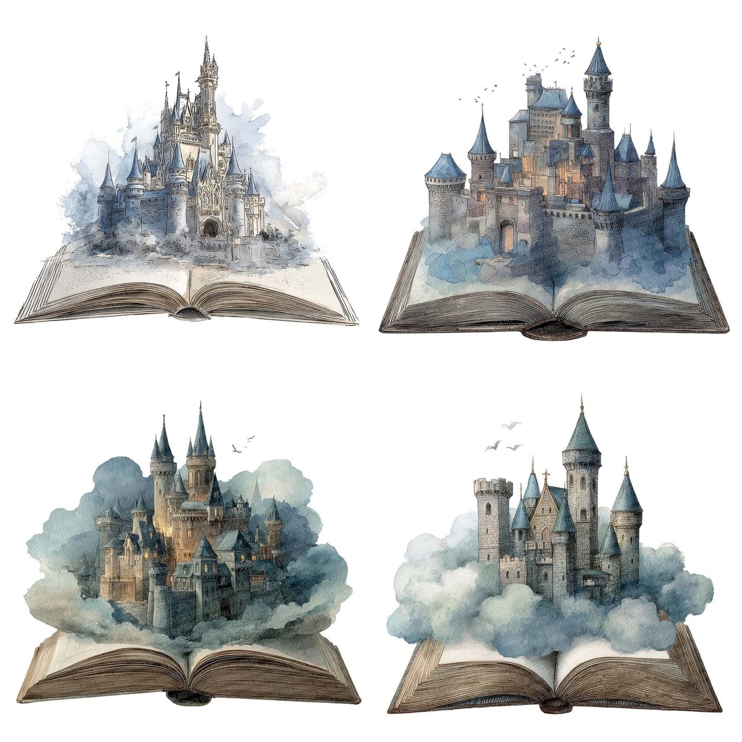 Watercolour Book with Castle Clipart Set (DDD006995)