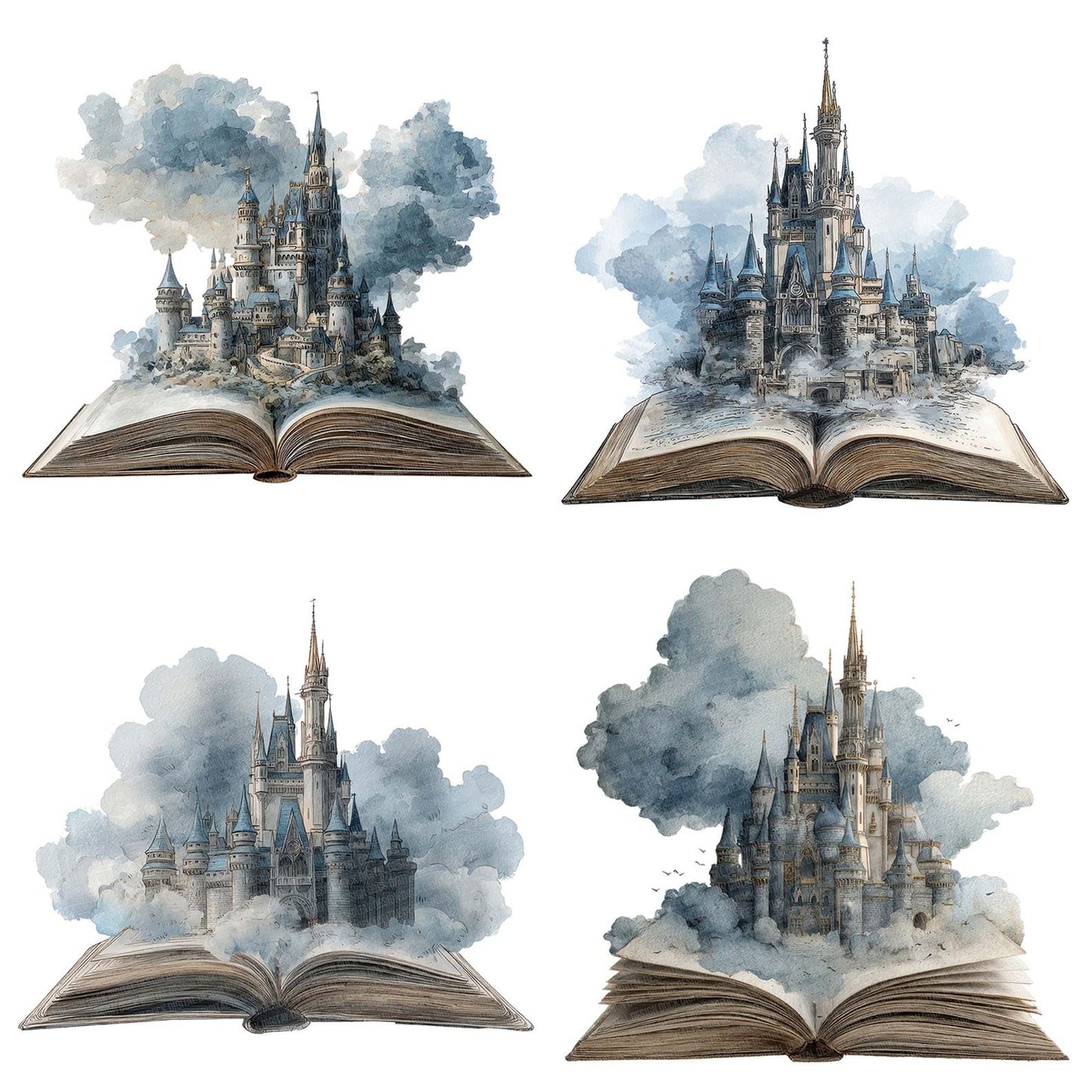 Watercolour Book with Castle Clipart Set (DDD006995)