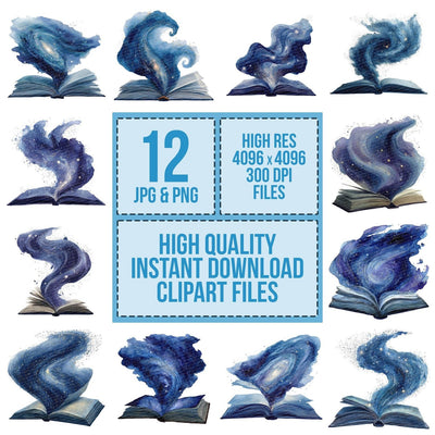 Watercolour Book with Galaxy Clipart Set (DDD006998)