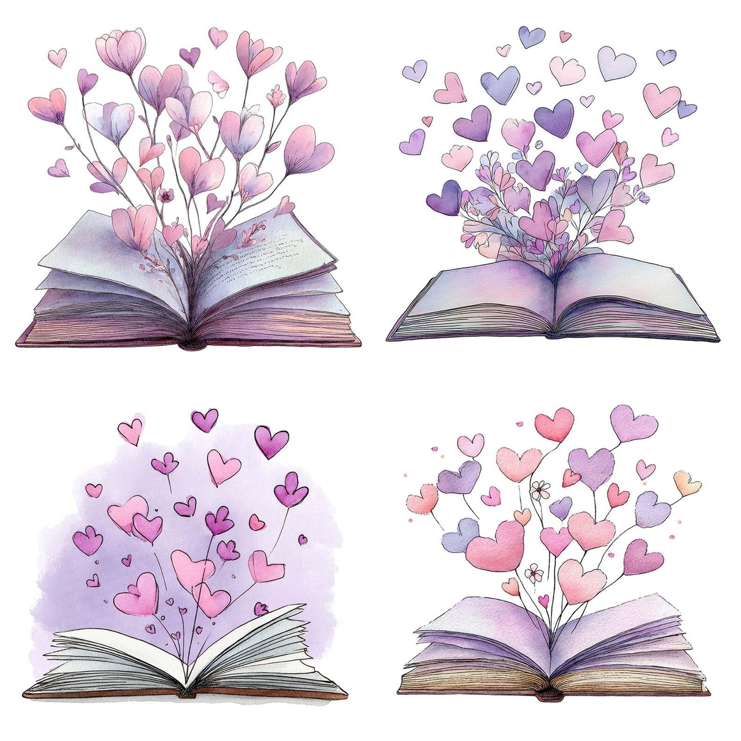 Watercolour Book with Hearts Clipart Set (DDD006999)