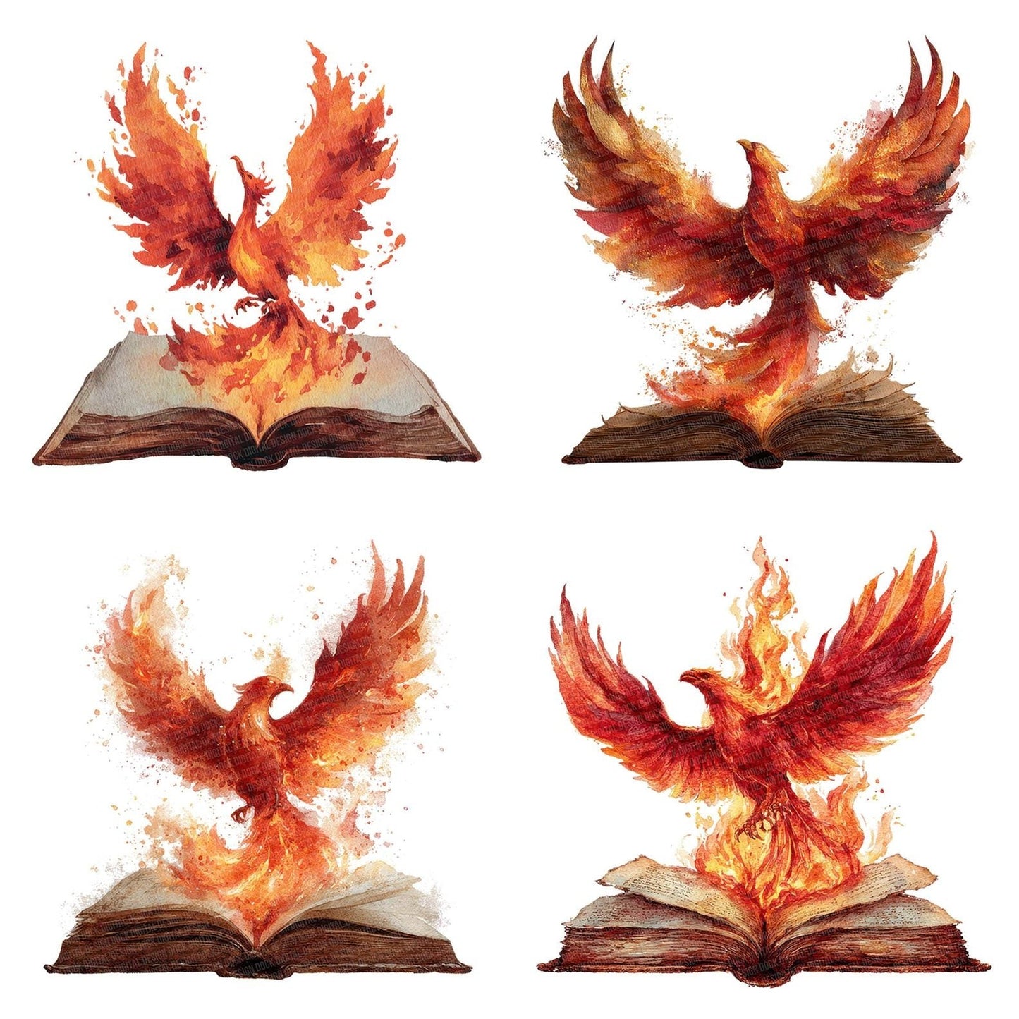 Watercolour Book with Phoenix Clipart Set (DDD007002)