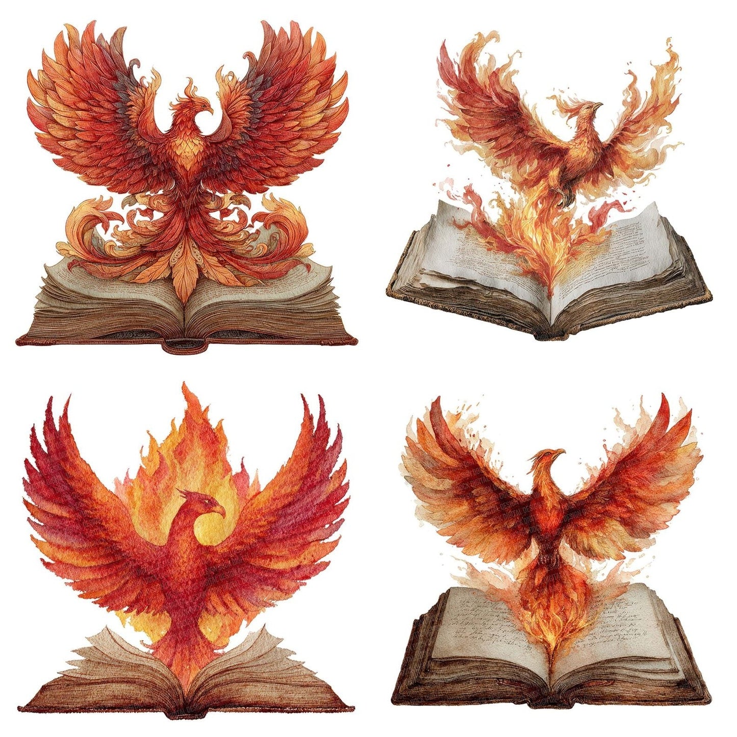Watercolour Book with Phoenix Clipart Set (DDD007002)
