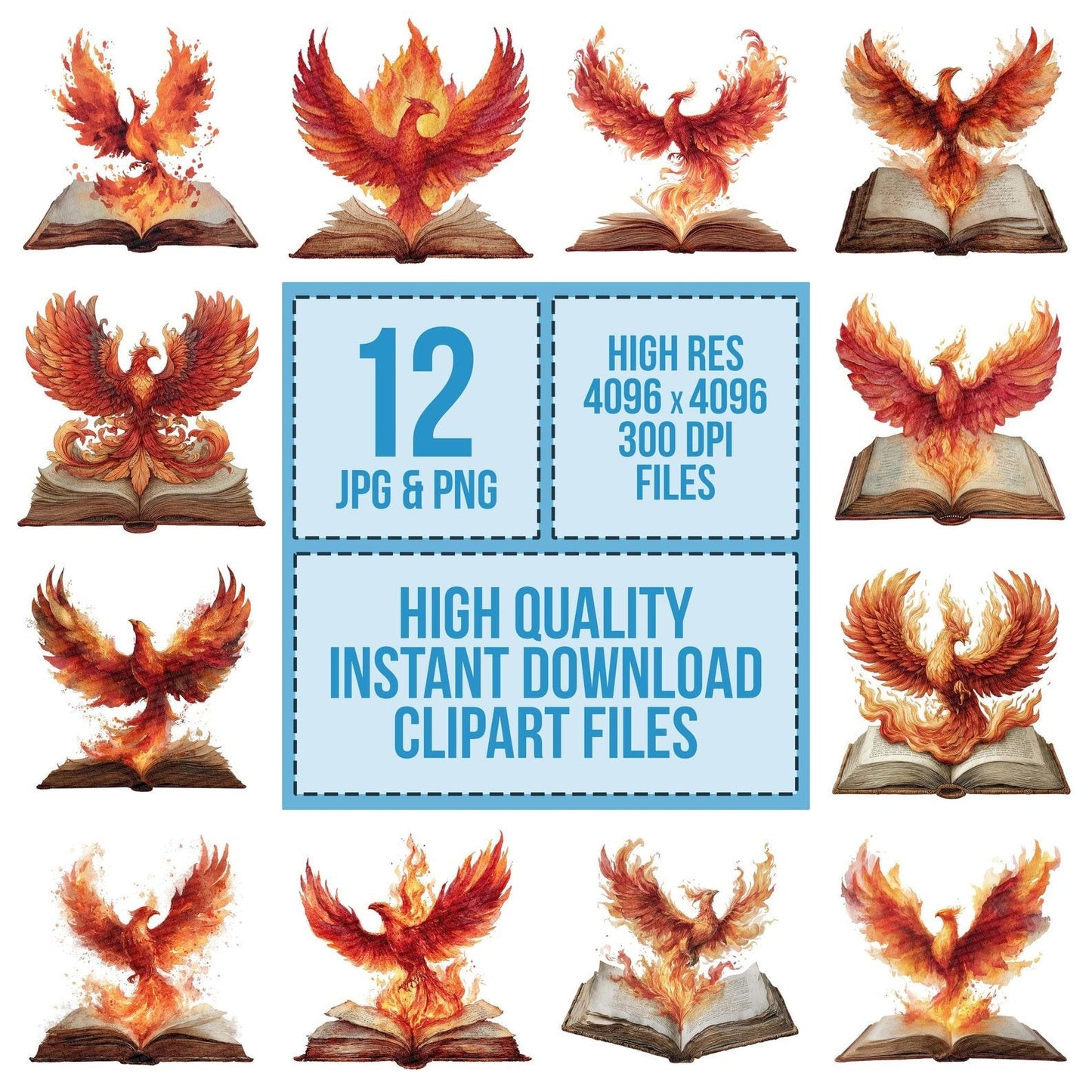 Watercolour Book with Phoenix Clipart Set (DDD007002)