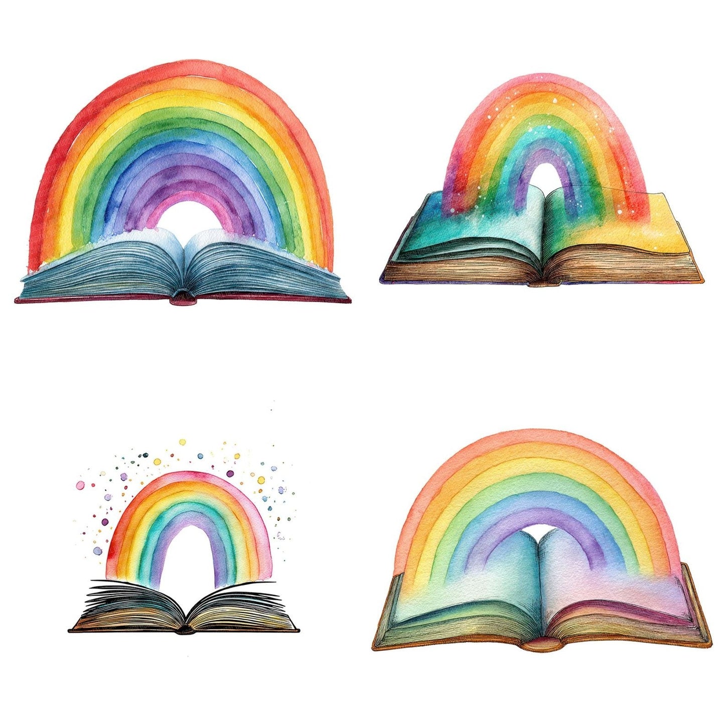 Watercolour Book with Rainbow Clipart Set (DDD007004)