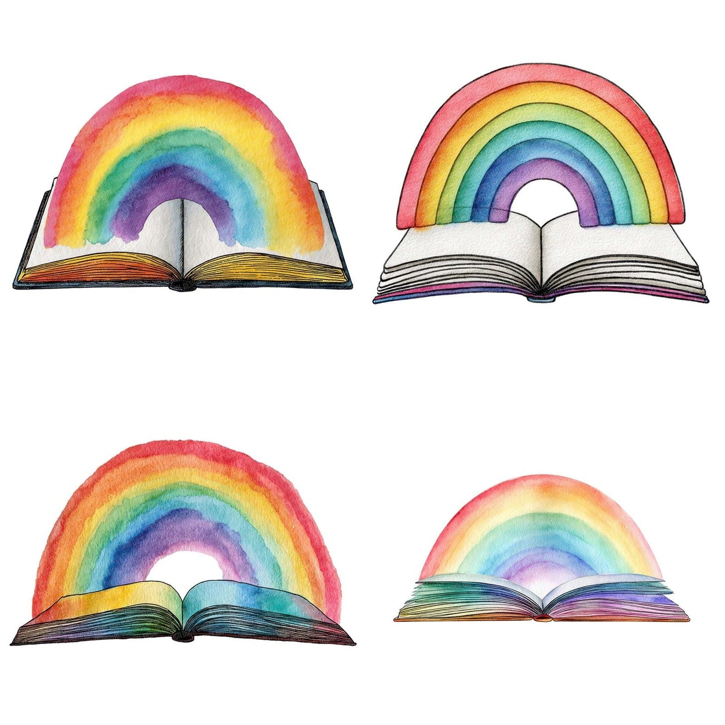 Watercolour Book with Rainbow Clipart Set (DDD007004)