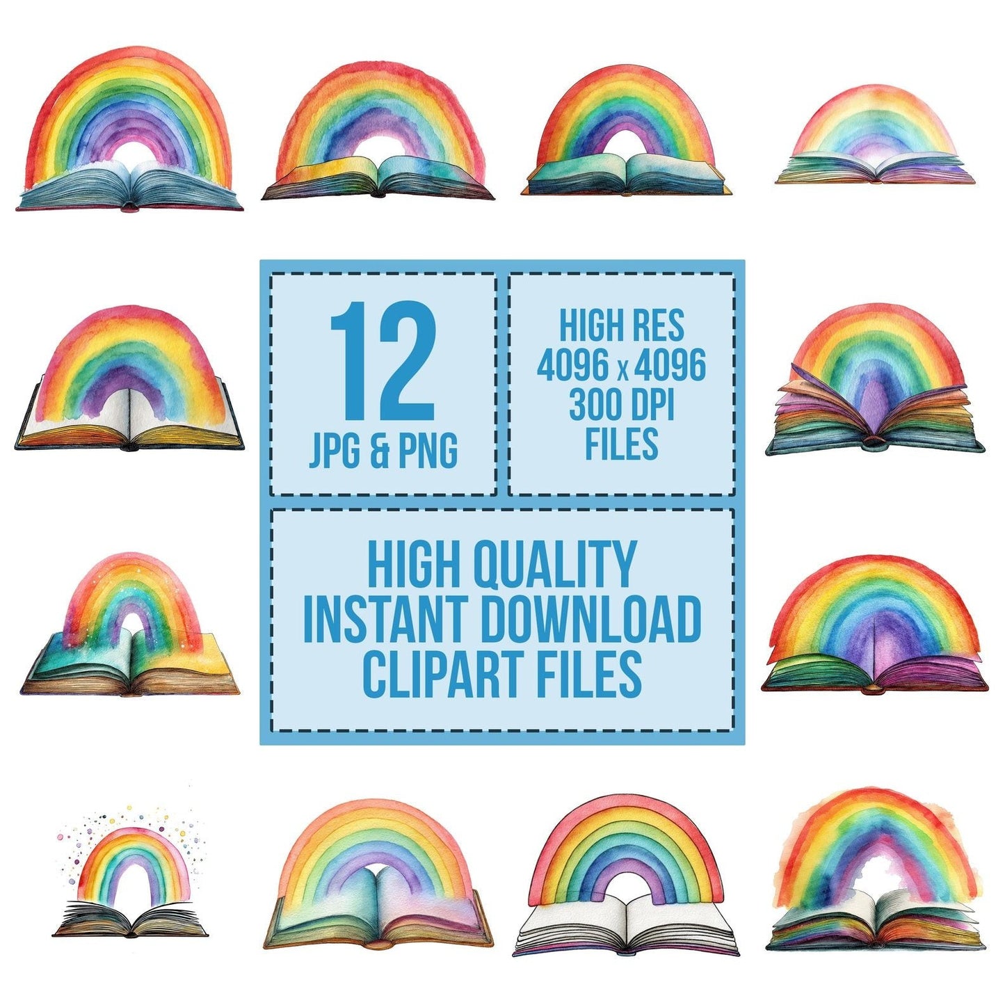 Watercolour Book with Rainbow Clipart Set (DDD007004)