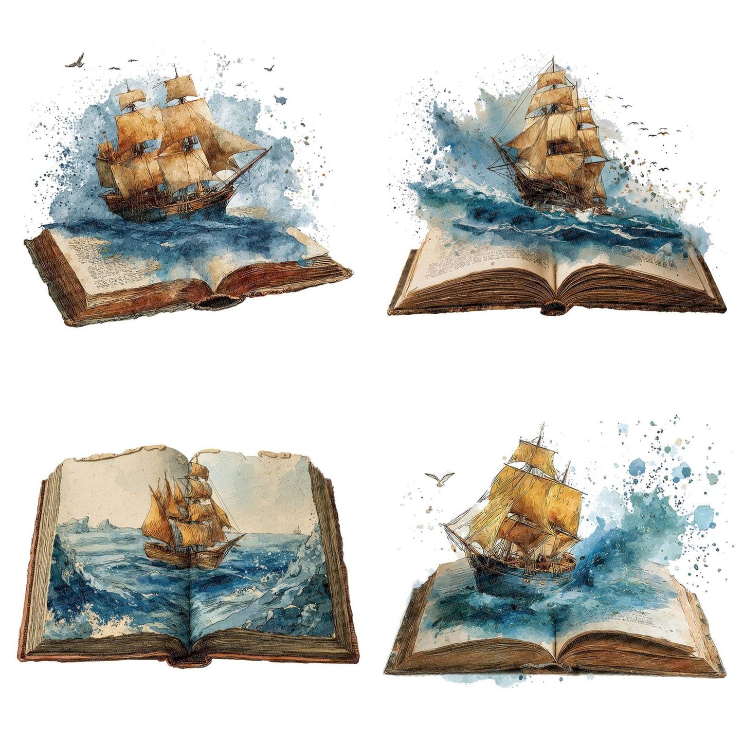 Watercolour Book with Ship Clipart Set (DDD007007)