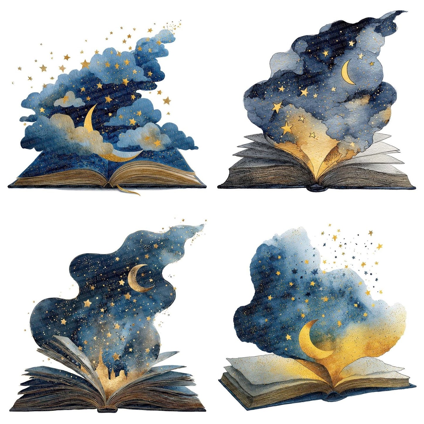 Watercolour Book with Stars Clipart Set (DDD007008)