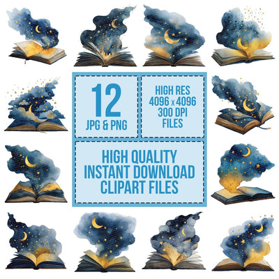 Watercolour Book with Stars Clipart Set (DDD007008)
