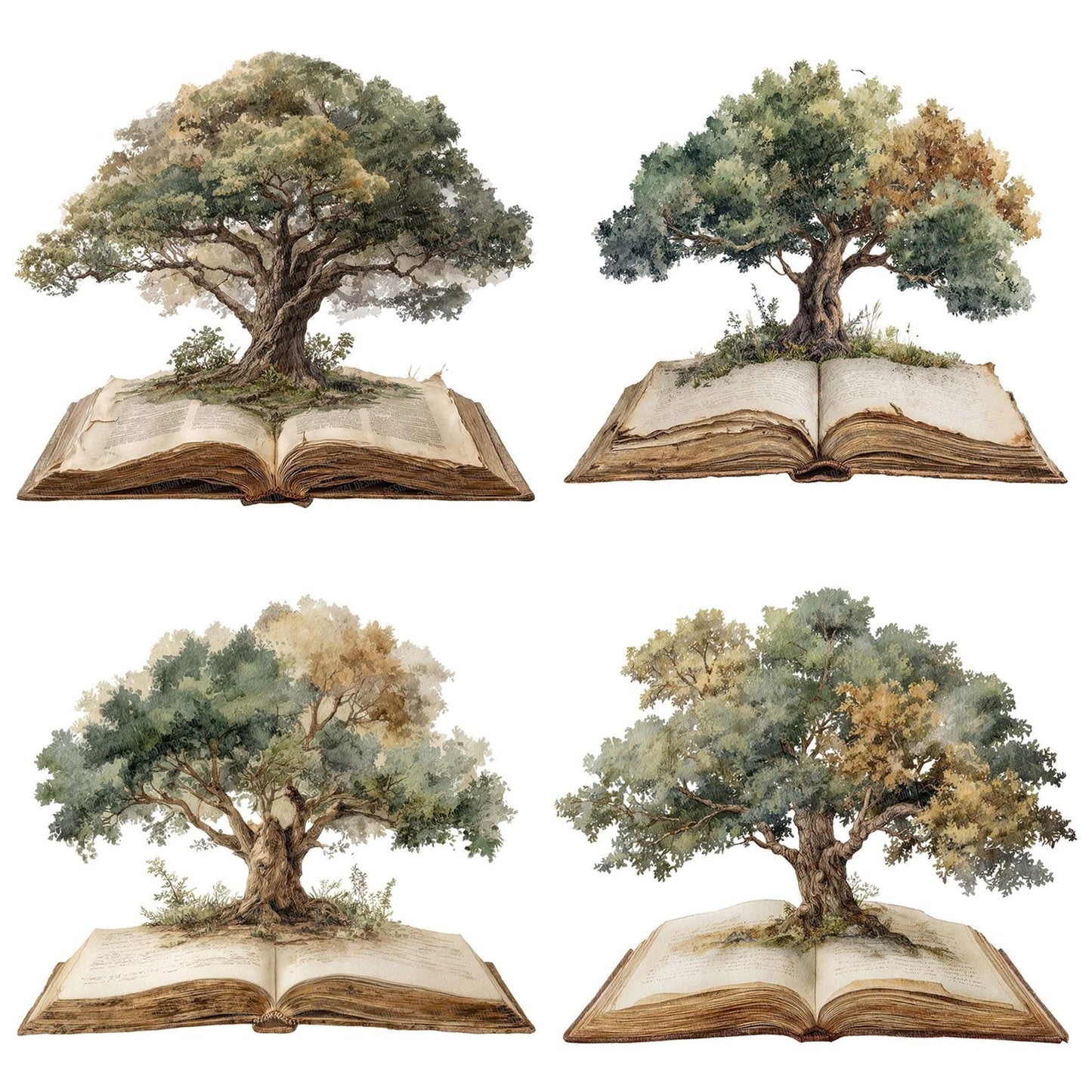 Watercolour Book with Tree Clipart Set (DDD007009)