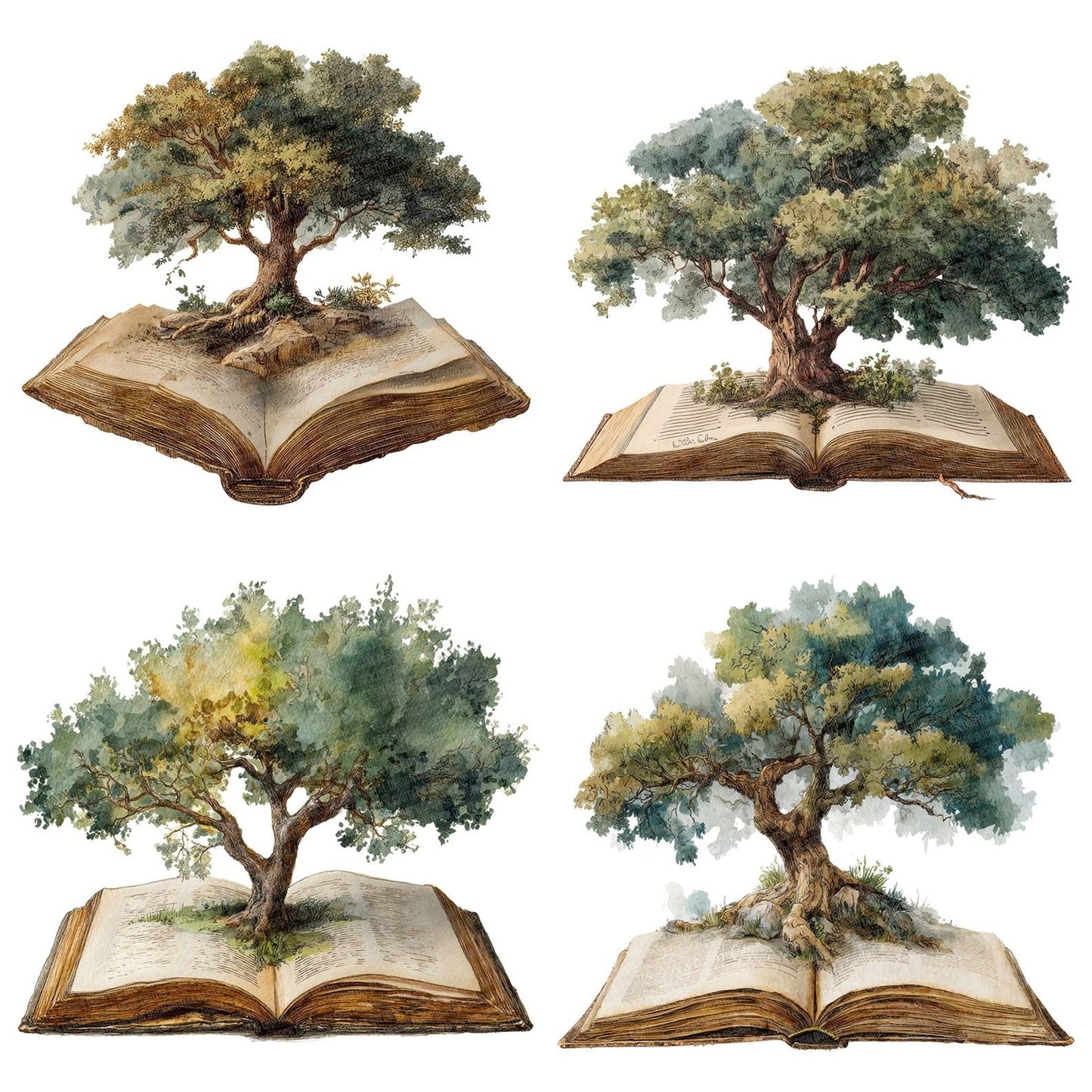 Watercolour Book with Tree Clipart Set (DDD007009)