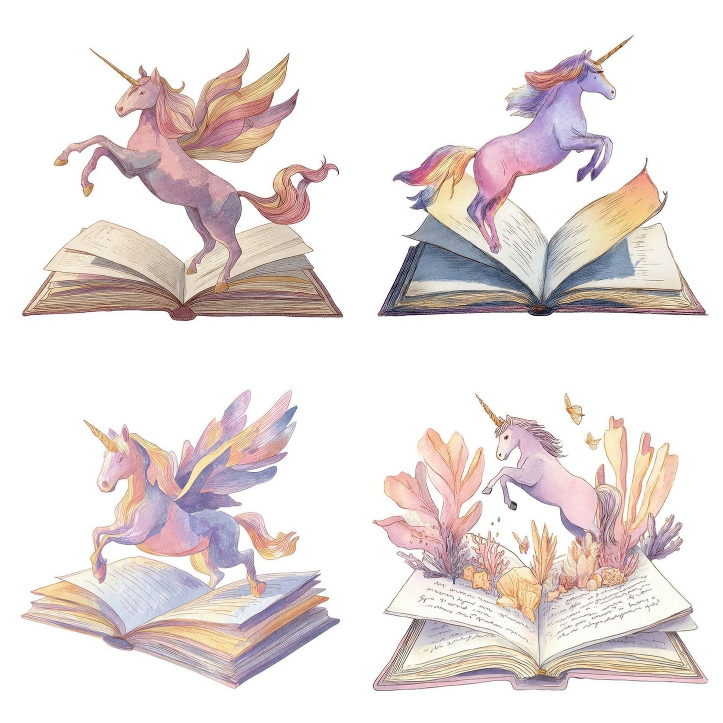 Watercolour Book with Unicorn Clipart Set (DDD007010)