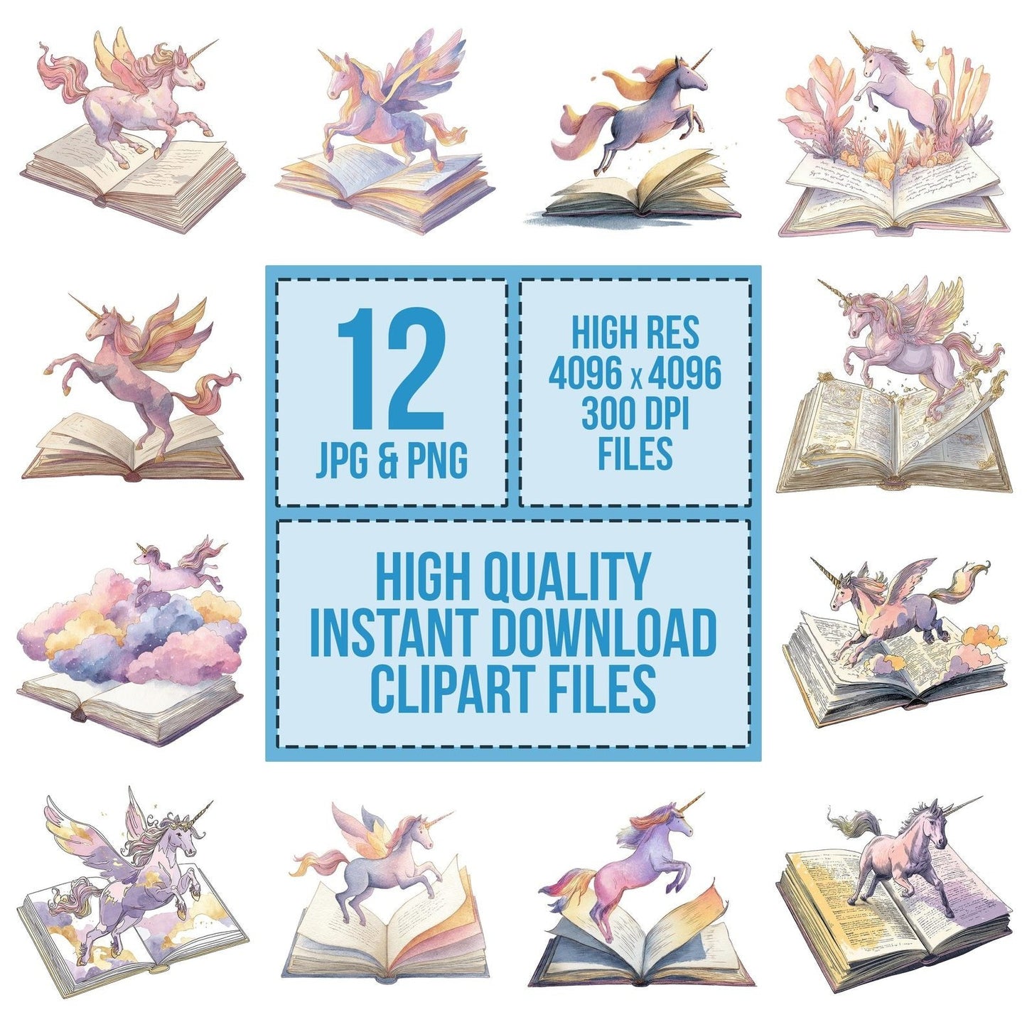 Watercolour Book with Unicorn Clipart Set (DDD007010)