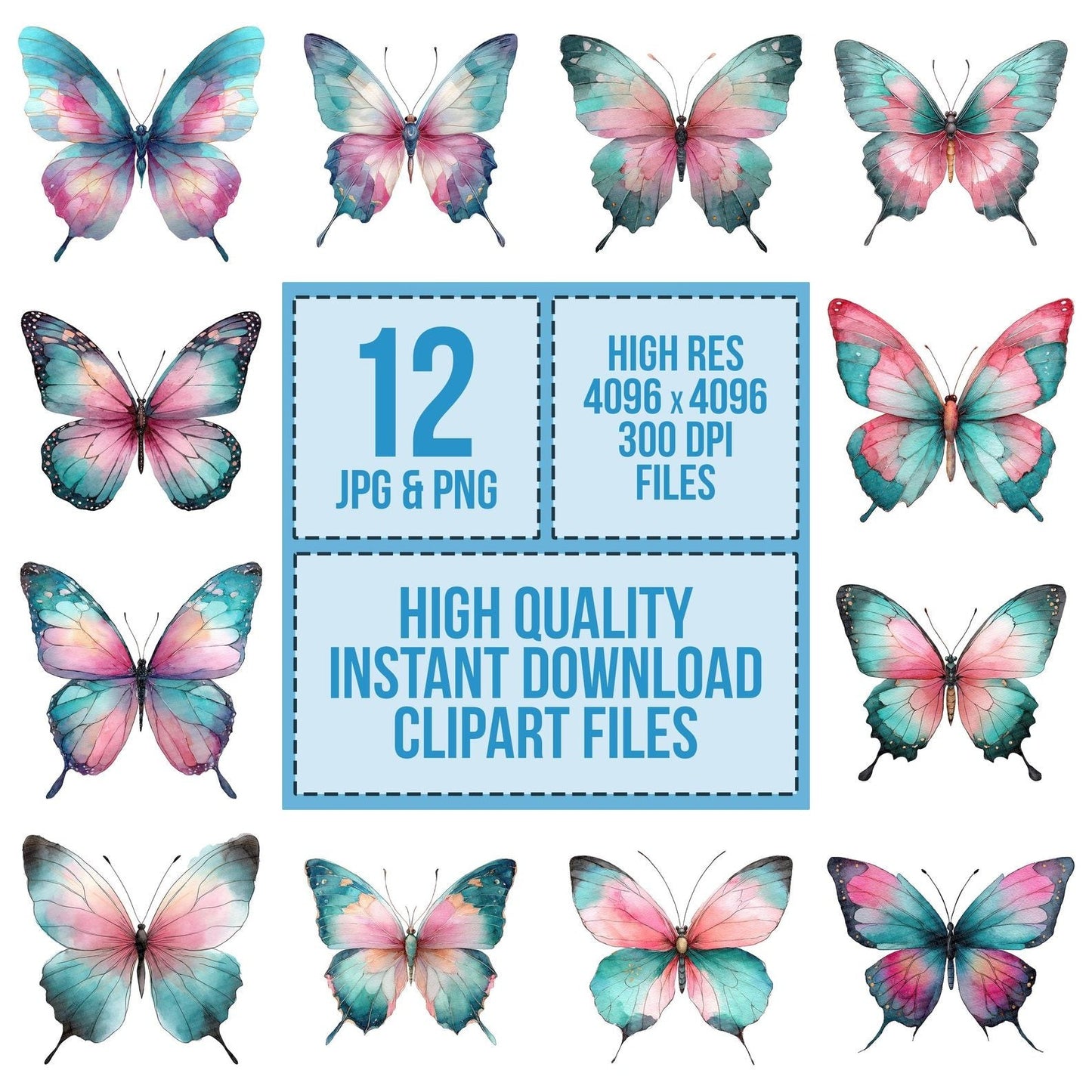 Watercolour Butterfly Clipart Set (DDD007018)