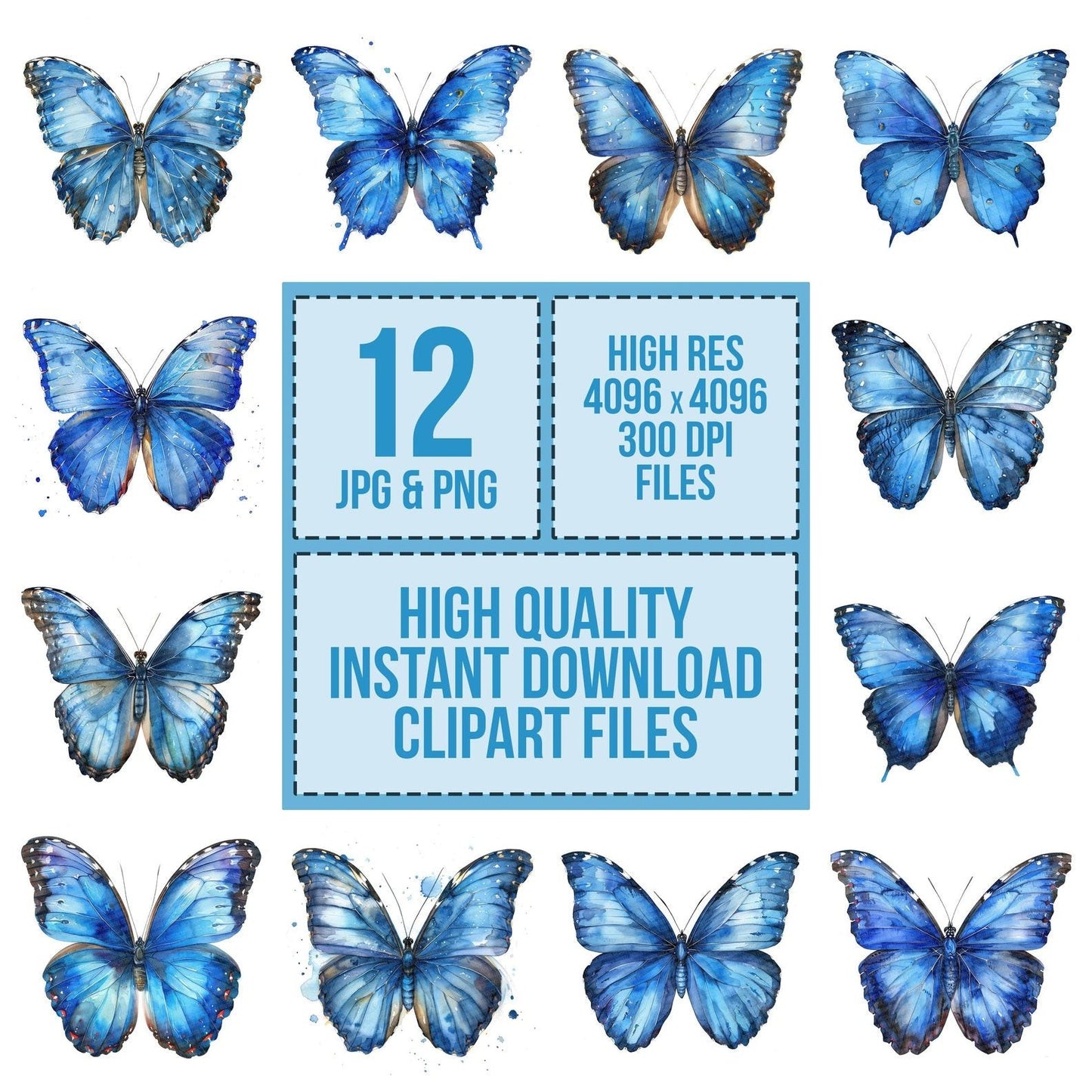 Watercolour Butterfly Blue Morpho Clipart Set (DDD007019)