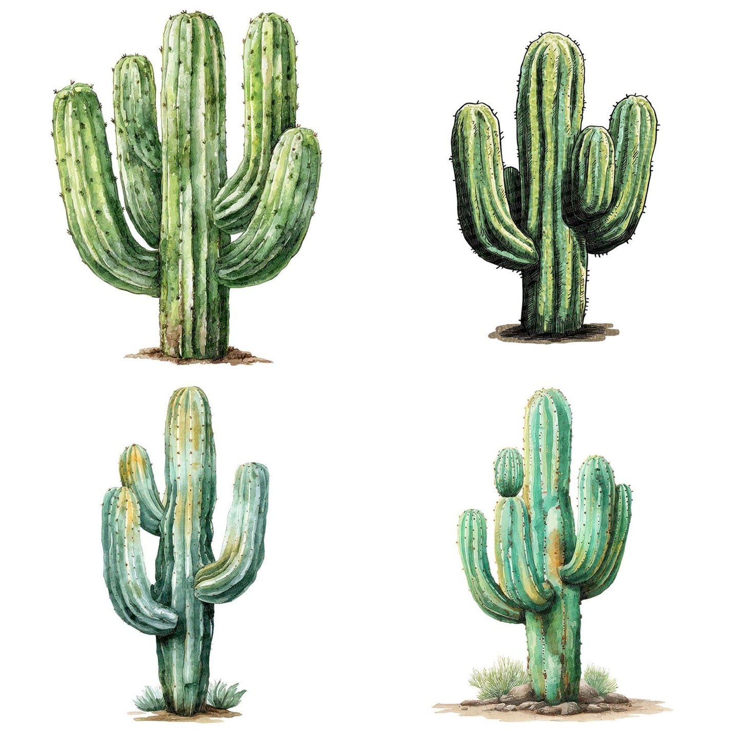 Watercolour Cactus Clipart Set (DDD007022)