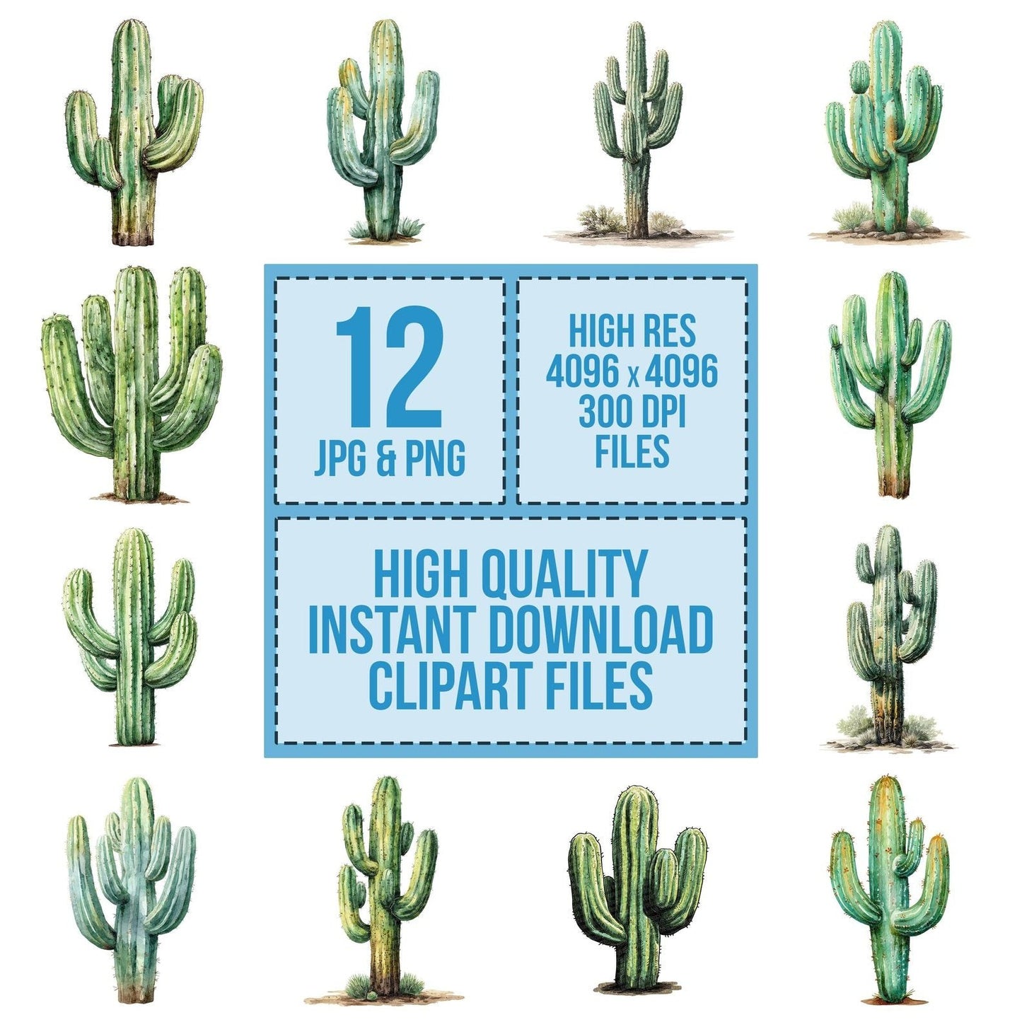 Watercolour Cactus Clipart Set (DDD007022)