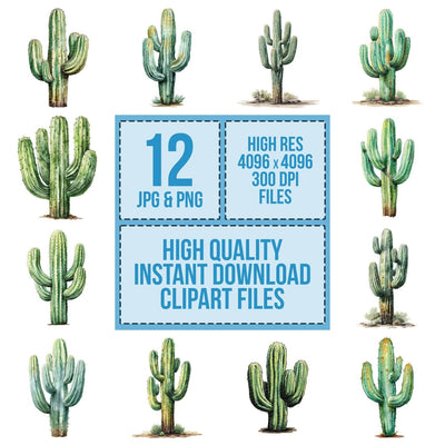 Watercolour Cactus Clipart Set (DDD007022)
