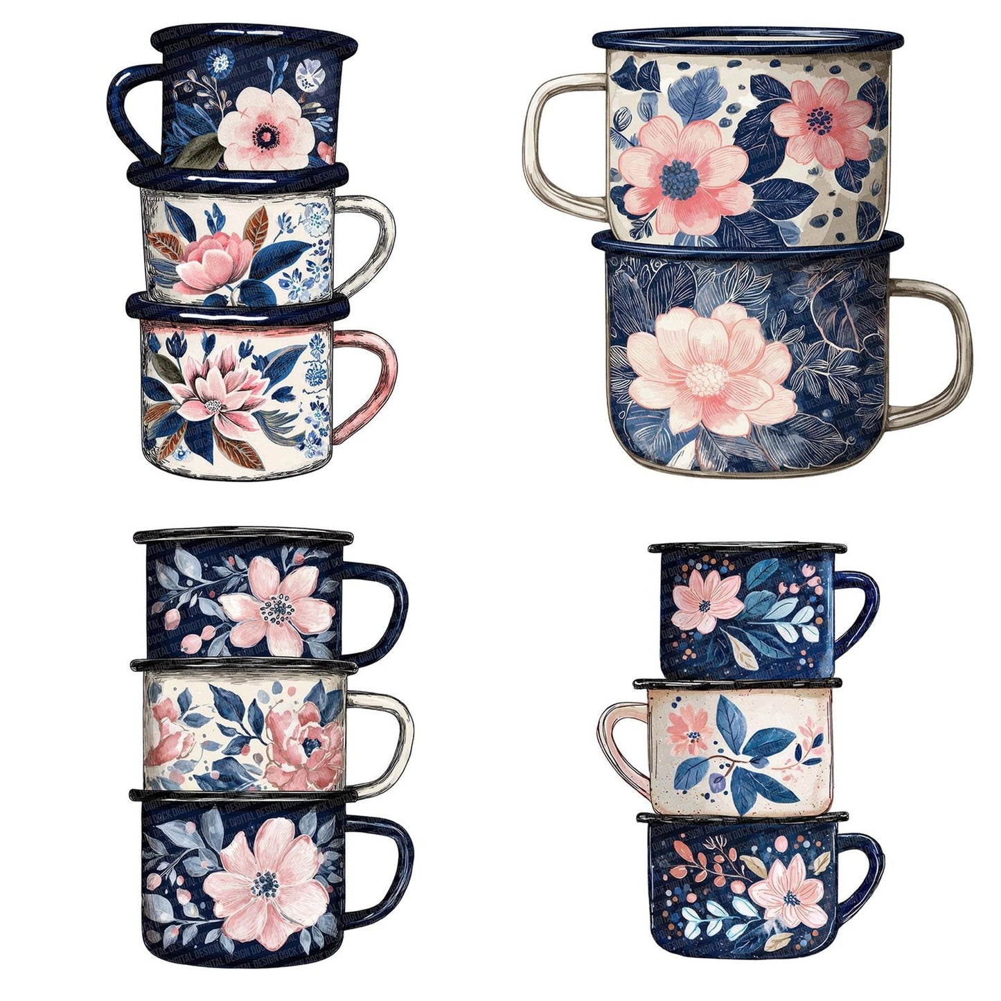 Watercolour Camping Mugs Clipart Set (DDD007025)