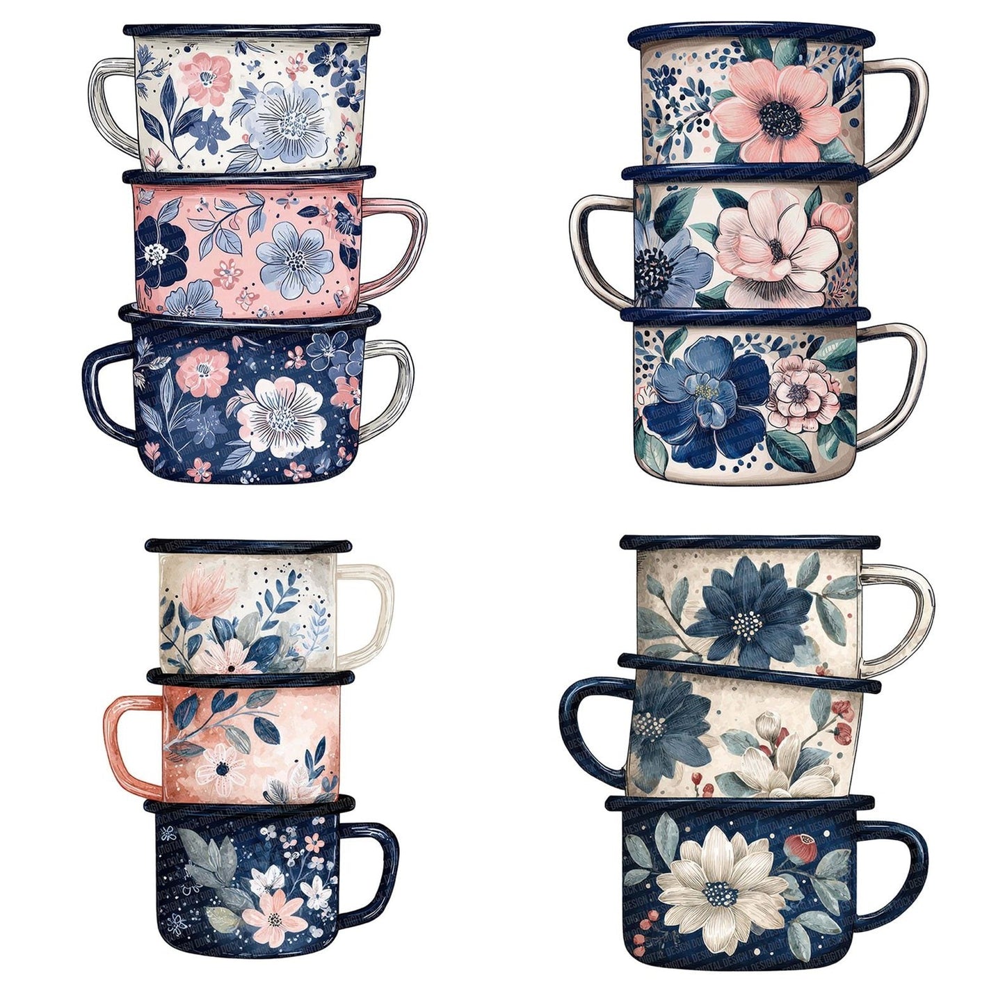 Watercolour Camping Mugs Clipart Set (DDD007025)