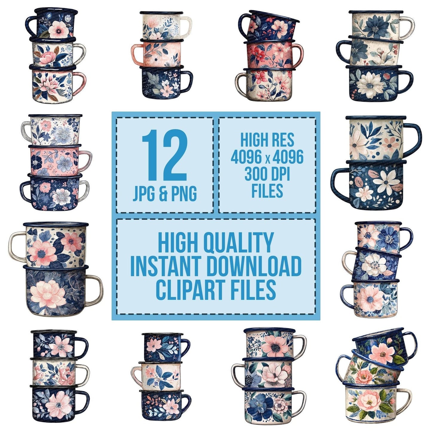 Watercolour Camping Mugs Clipart Set (DDD007025)