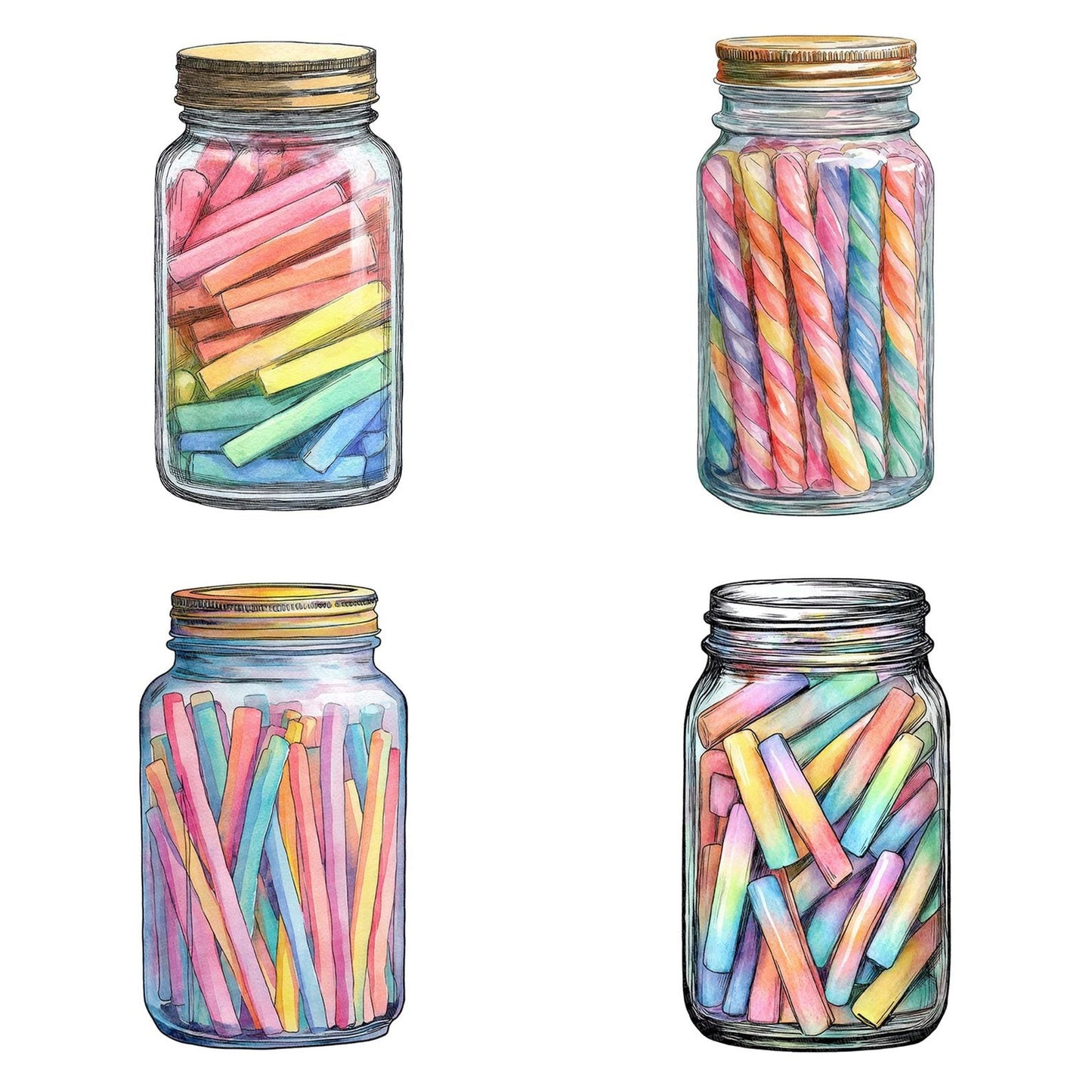 Watercolour Candy Jar Clipart Set (DDD007026)